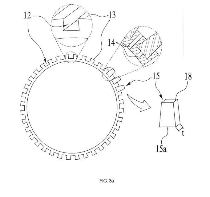 CUTTING TOOL OF CUTTING-TYPE RICE-POLISHING MACHINE HAVING CERAMIC CUTTING TEETH FITTED THEREON — 图样 5 / mark 5 · Laos Patent
